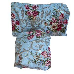 Softta blue pink cabbage rose shabby chic TWIN duvet cover pillow case